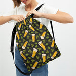 Beer Hop Cone And Leaf Pattern Print Drawstring Backpack