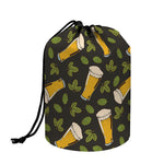Beer Hop Cone And Leaf Pattern Print Drawstring Makeup Bag