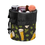 Beer Hop Cone And Leaf Pattern Print Drawstring Makeup Bag