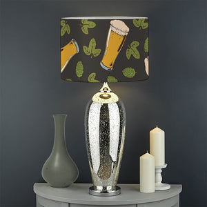 Beer Hop Cone And Leaf Pattern Print Drum Lamp Shade