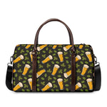 Beer Hop Cone And Leaf Pattern Print Duffle Bag