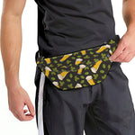 Beer Hop Cone And Leaf Pattern Print Fanny Pack