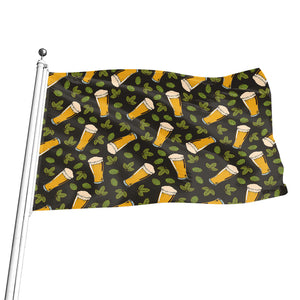 Beer Hop Cone And Leaf Pattern Print Flag