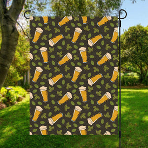 Beer Hop Cone And Leaf Pattern Print Garden Flag