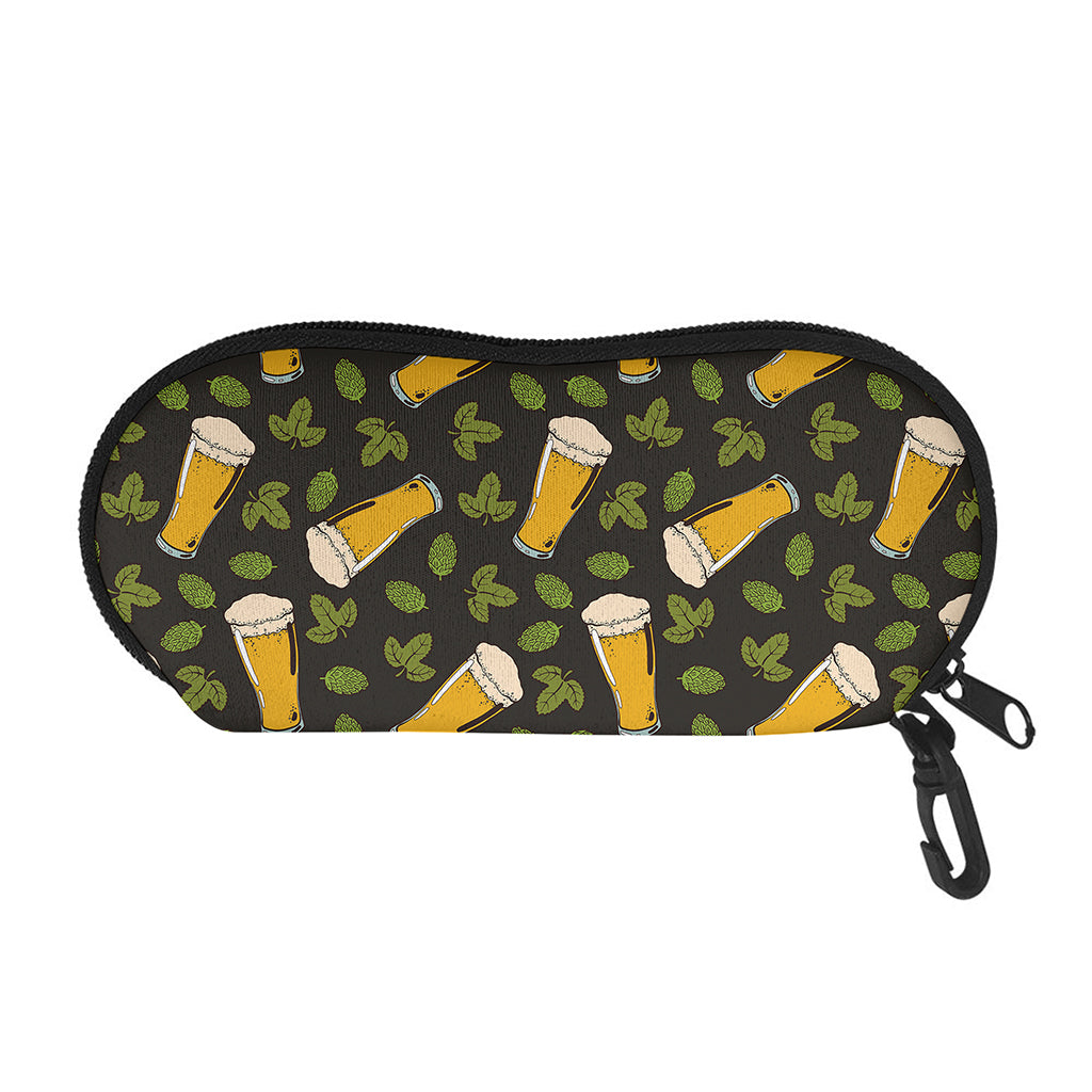 Beer Hop Cone And Leaf Pattern Print Glasses Case
