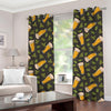 Beer Hop Cone And Leaf Pattern Print Grommet Curtains