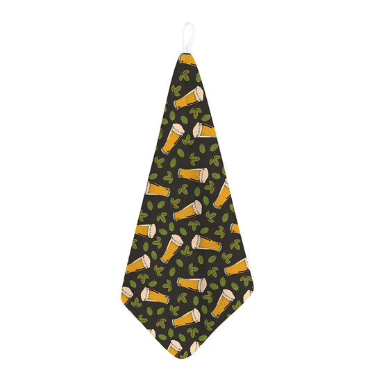 Beer Hop Cone And Leaf Pattern Print Hand Towel