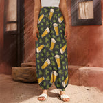 Beer Hop Cone And Leaf Pattern Print Harem Pants