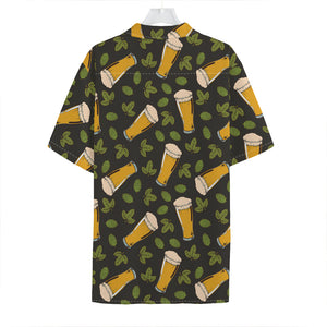 Beer Hop Cone And Leaf Pattern Print Hawaiian Shirt