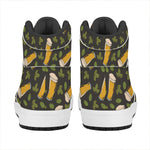 Beer Hop Cone And Leaf Pattern Print High Top Leather Sneakers