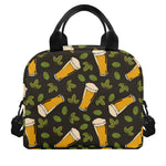 Beer Hop Cone And Leaf Pattern Print Insulated Lunch Bag