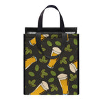 Beer Hop Cone And Leaf Pattern Print Insulated Lunch Tote