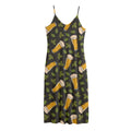 Beer Hop Cone And Leaf Pattern Print Jersey Midi Cami Dress