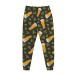 Beer Hop Cone And Leaf Pattern Print Jogger Pants