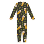 Beer Hop Cone And Leaf Pattern Print Jumpsuit