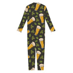 Beer Hop Cone And Leaf Pattern Print Jumpsuit