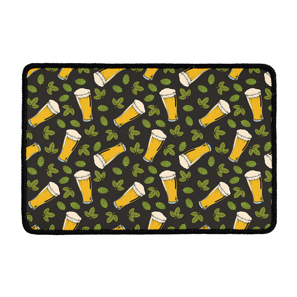 Beer Hop Cone And Leaf Pattern Print Kitchen Mat