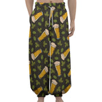 Beer Hop Cone And Leaf Pattern Print Lantern Pants