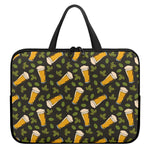 Beer Hop Cone And Leaf Pattern Print Laptop Sleeve With Handle