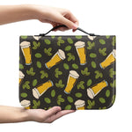 Beer Hop Cone And Leaf Pattern Print Leather Bible Cover