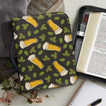 Beer Hop Cone And Leaf Pattern Print Leather Bible Cover