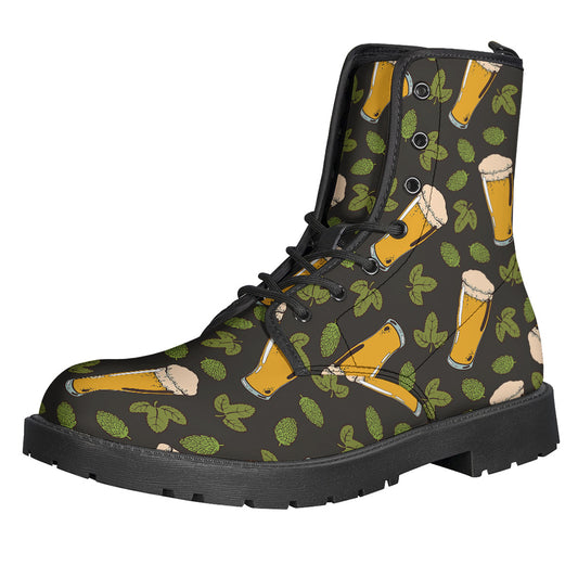 Beer Hop Cone And Leaf Pattern Print Backpack