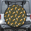 Beer Hop Cone And Leaf Pattern Print Leather Spare Tire Cover