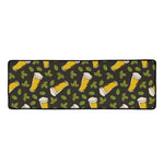 Beer Hop Cone And Leaf Pattern Print Long Kitchen Mat