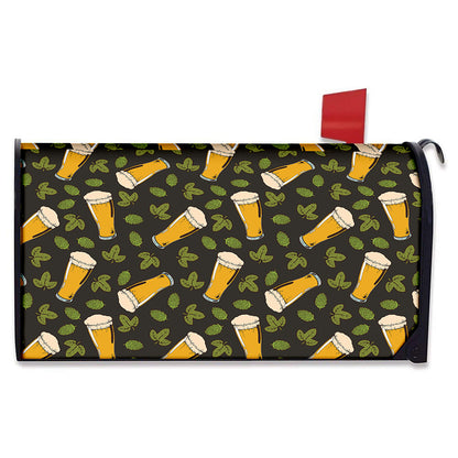 Beer Hop Cone And Leaf Pattern Print Mailbox Cover