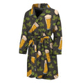 Beer Hop Cone And Leaf Pattern Print Men's Bathrobe