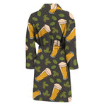 Beer Hop Cone And Leaf Pattern Print Men's Bathrobe