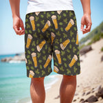 Beer Hop Cone And Leaf Pattern Print Men's Cargo Shorts