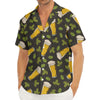 Beer Hop Cone And Leaf Pattern Print Men's Deep V-Neck Shirt