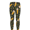 Beer Hop Cone And Leaf Pattern Print Men's Leggings