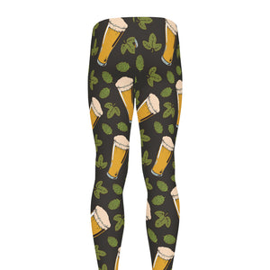 Beer Hop Cone And Leaf Pattern Print Men's leggings