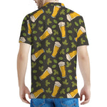 Beer Hop Cone And Leaf Pattern Print Men's Polo Shirt