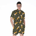 Beer Hop Cone And Leaf Pattern Print Men's Romper
