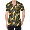 Beer Hop Cone And Leaf Pattern Print Men's Shirt