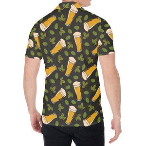 Beer Hop Cone And Leaf Pattern Print Men's Shirt