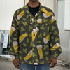 Beer Hop Cone And Leaf Pattern Print Men's Shirt Jacket