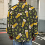 Beer Hop Cone And Leaf Pattern Print Men's Shirt Jacket