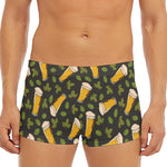 Beer Hop Cone And Leaf Pattern Print Men's Short Boxer Briefs