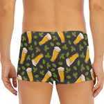 Beer Hop Cone And Leaf Pattern Print Men's Short Boxer Briefs