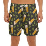Beer Hop Cone And Leaf Pattern Print Men's Split Running Shorts