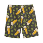 Beer Hop Cone And Leaf Pattern Print Men's Sports Shorts