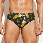 Beer Hop Cone And Leaf Pattern Print Men's Swim Briefs