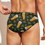 Beer Hop Cone And Leaf Pattern Print Men's Swim Briefs