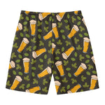 Beer Hop Cone And Leaf Pattern Print Men's Swim Trunks