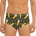 Beer Hop Cone And Leaf Pattern Print Men's Triangle Swim Briefs