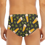 Beer Hop Cone And Leaf Pattern Print Men's Triangle Swim Briefs